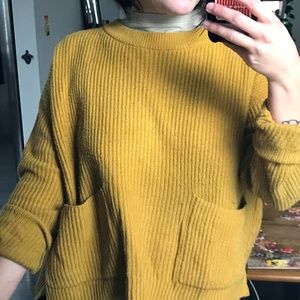 Madewell Ribbed Mustard Pocket Sweater